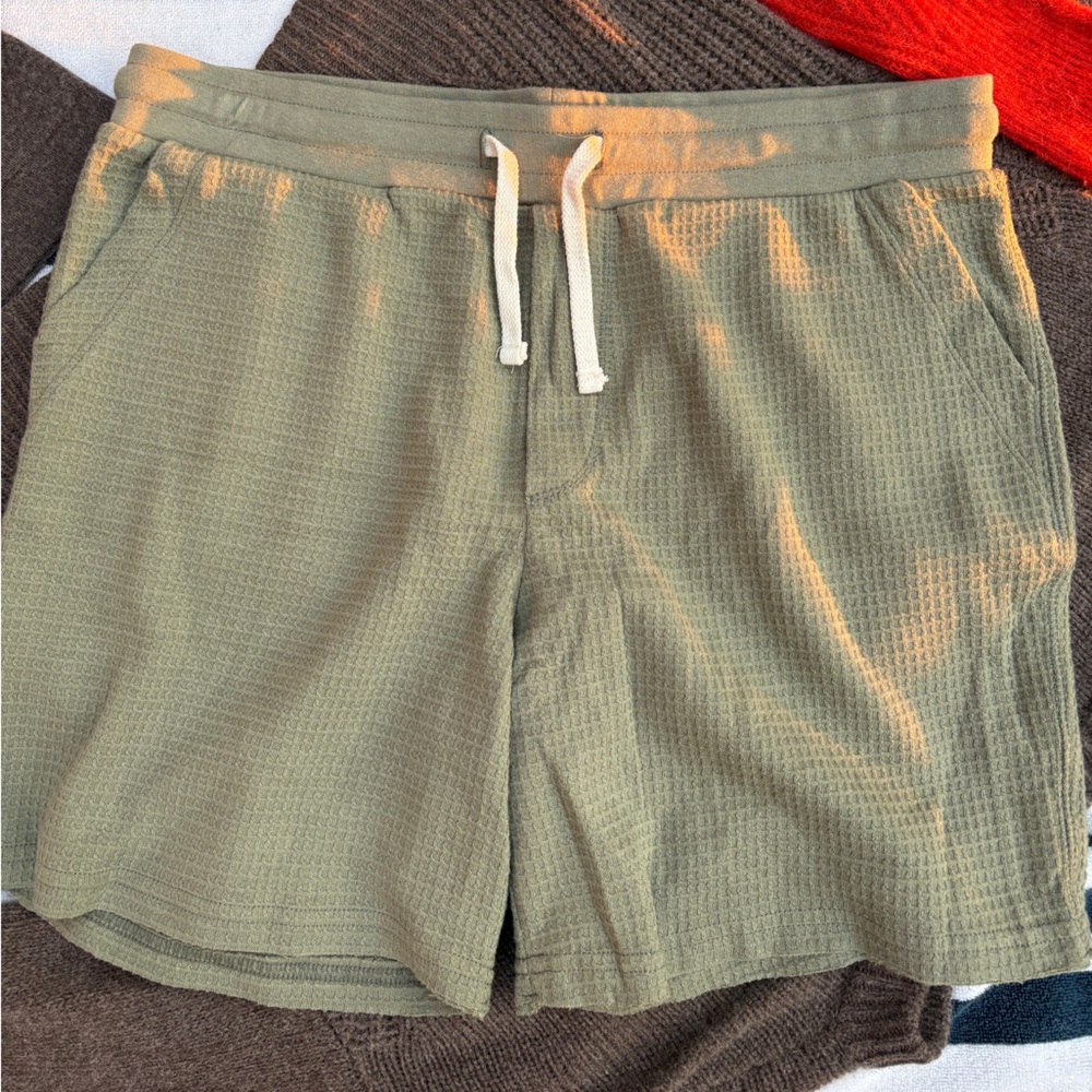 Marine Layer Sage Green Waffle Knit Mens Large Shorts